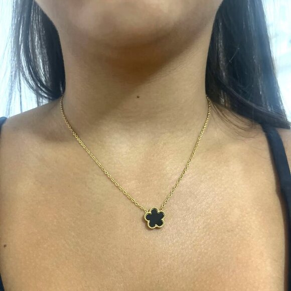 NEW 18K Yellow Gold Lucky Clover Boho Necklace Bracelet Earrings Set - Picture 3 of 5